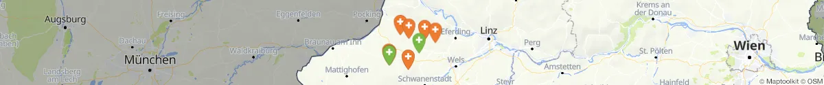 Kartenansicht für Apotheken-Notdienste in der Nähe von Zell an der Pram (Schärding, Oberösterreich)